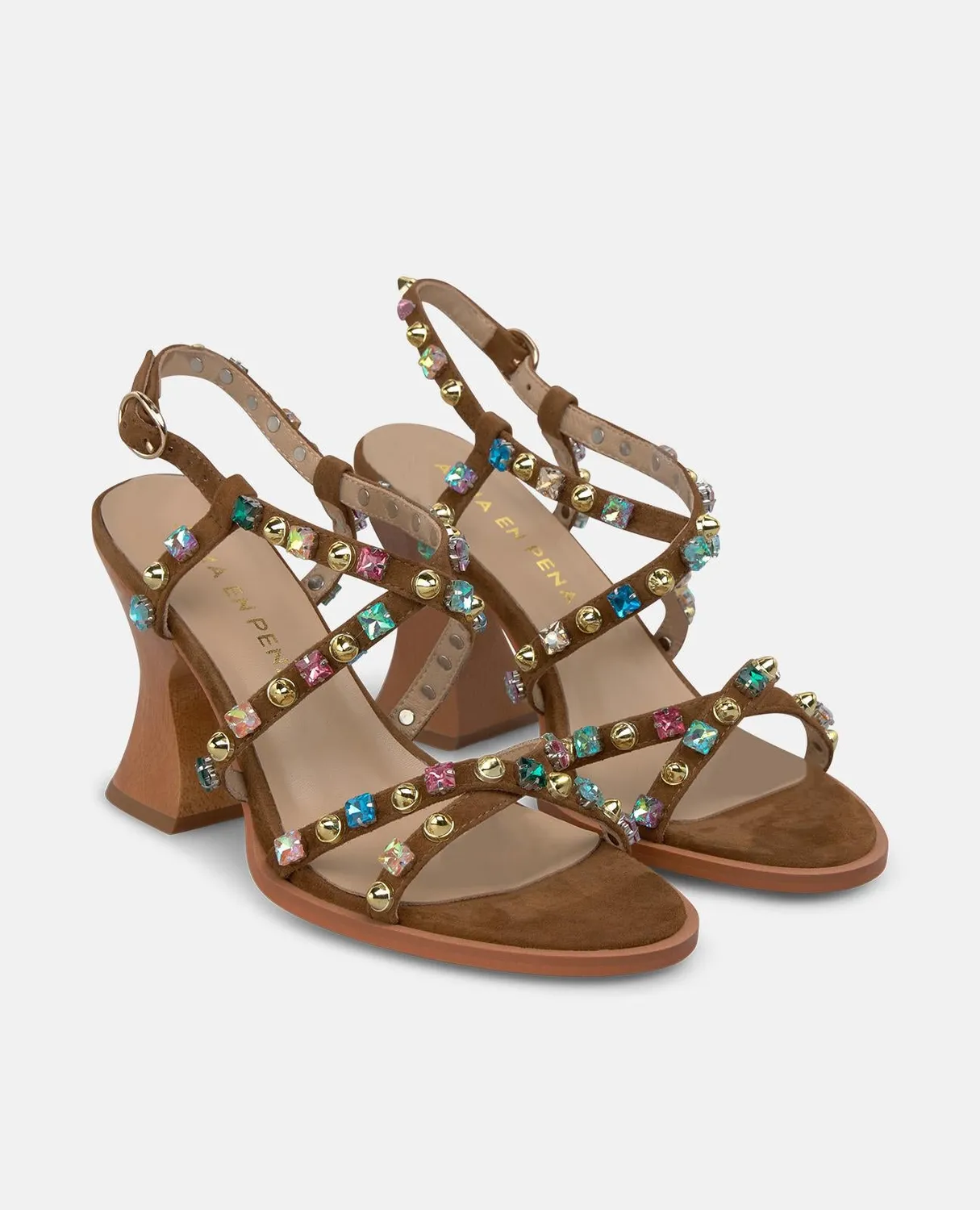 Alma en Pena V262453 sandales caramel strass talon 8 cm