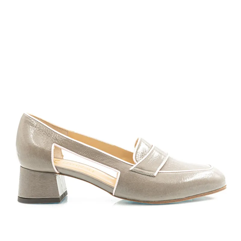 Bégum Paris Milan vogue mocassins gris vernis
