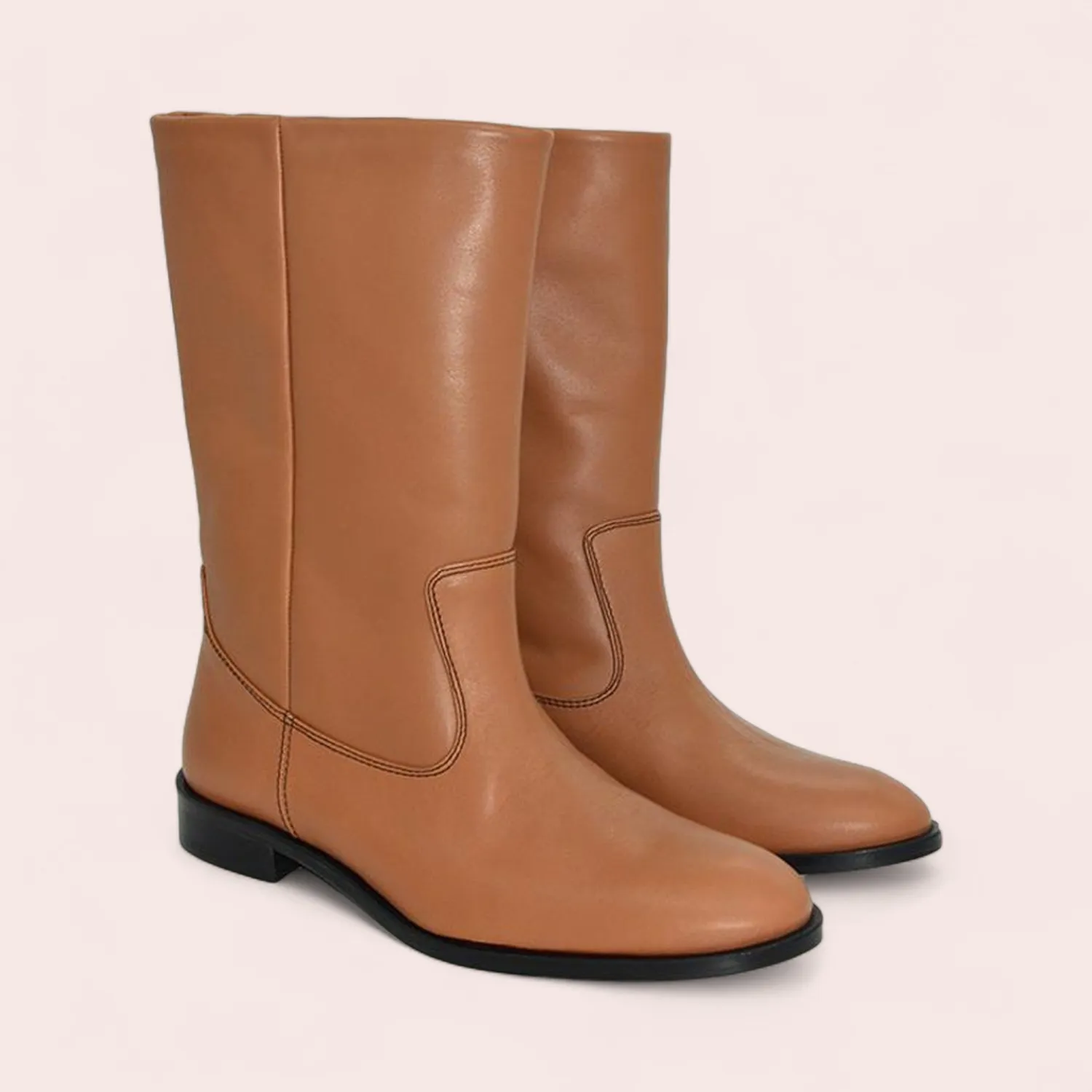 Karine Arabian Lennox bottes cuir camel noir talon 30 mm