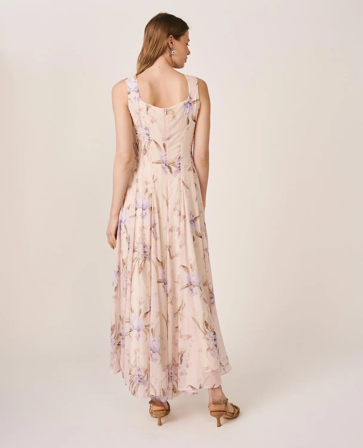 Alma en Pena V26CL0211 robe midi gaze lilas volants