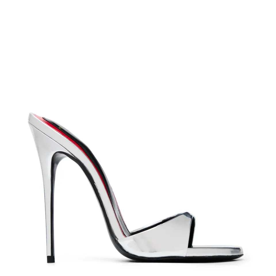 Maison Ernest Lidylle 120 mules cuir vernis argent