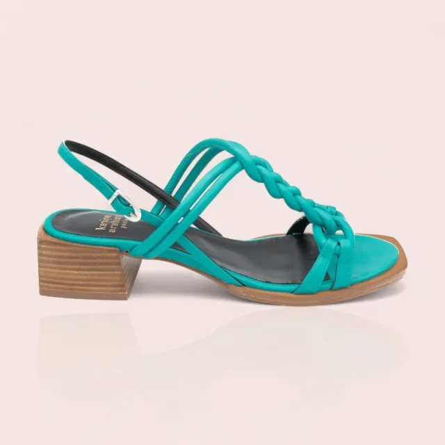 Karine Arabian Elne sandale cuir turquoise petit talon