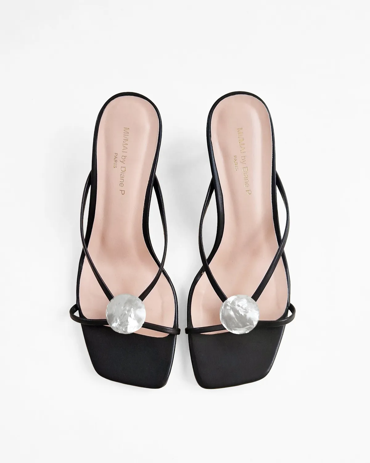 Mi/Mai Lagos Black mules cuir 4 accessoires interchangeables