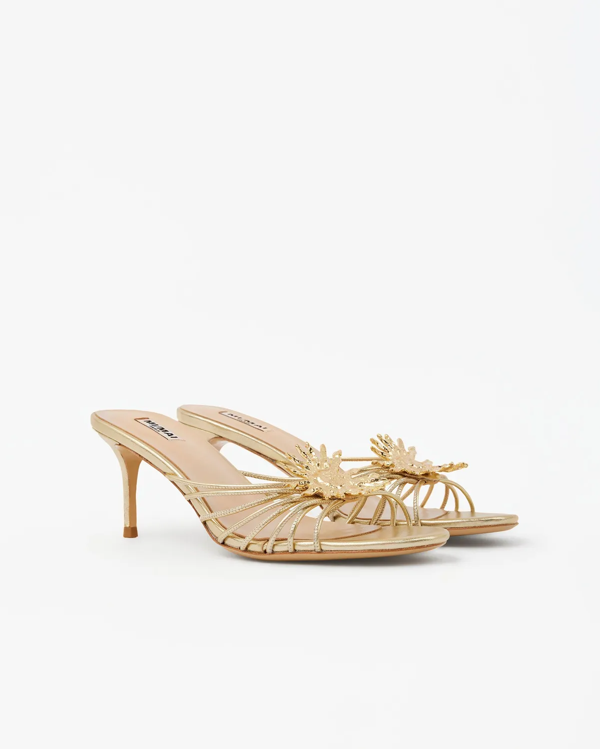Mi/Mai Salomé Gold mules dorées talon aiguille