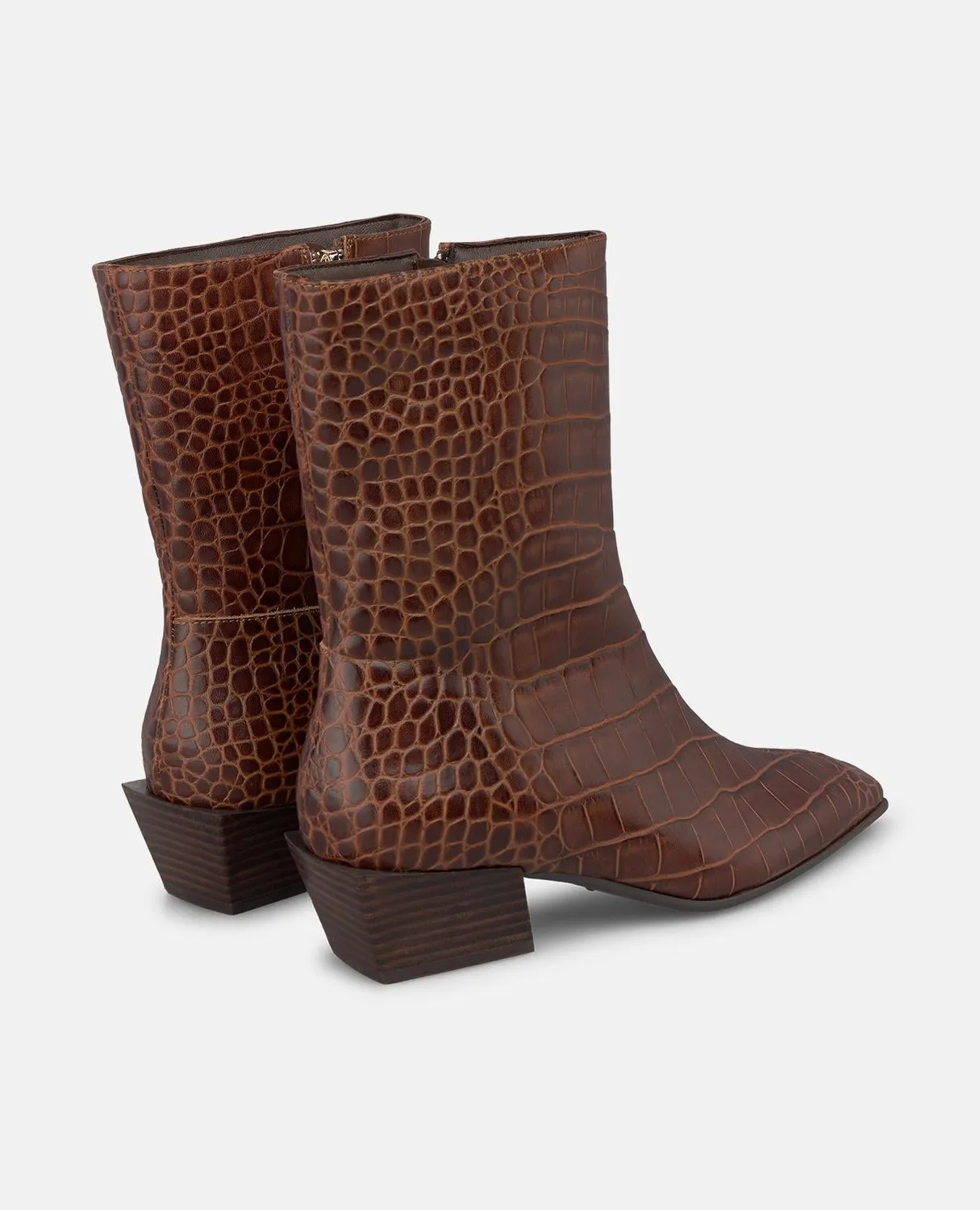 Alma en Pena I260621 bottines camel croco cuir 4 cm