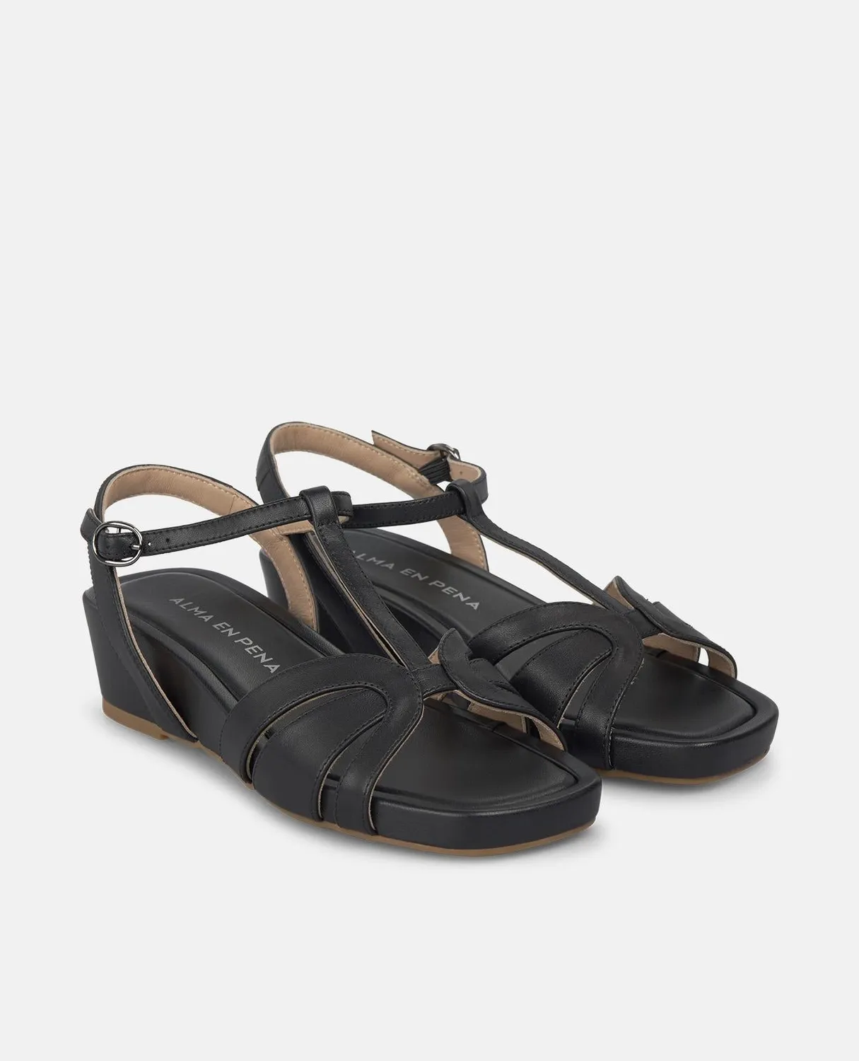 Alma en Pena V267711 sandales compensees noires cuir