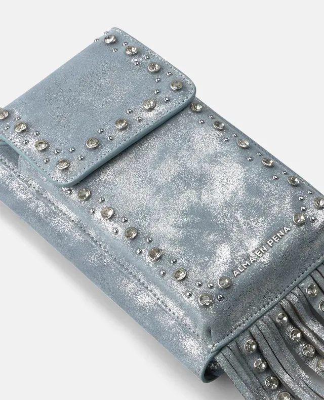 Alma en Pena Natalia sac portefeuille bleu cuir clouté