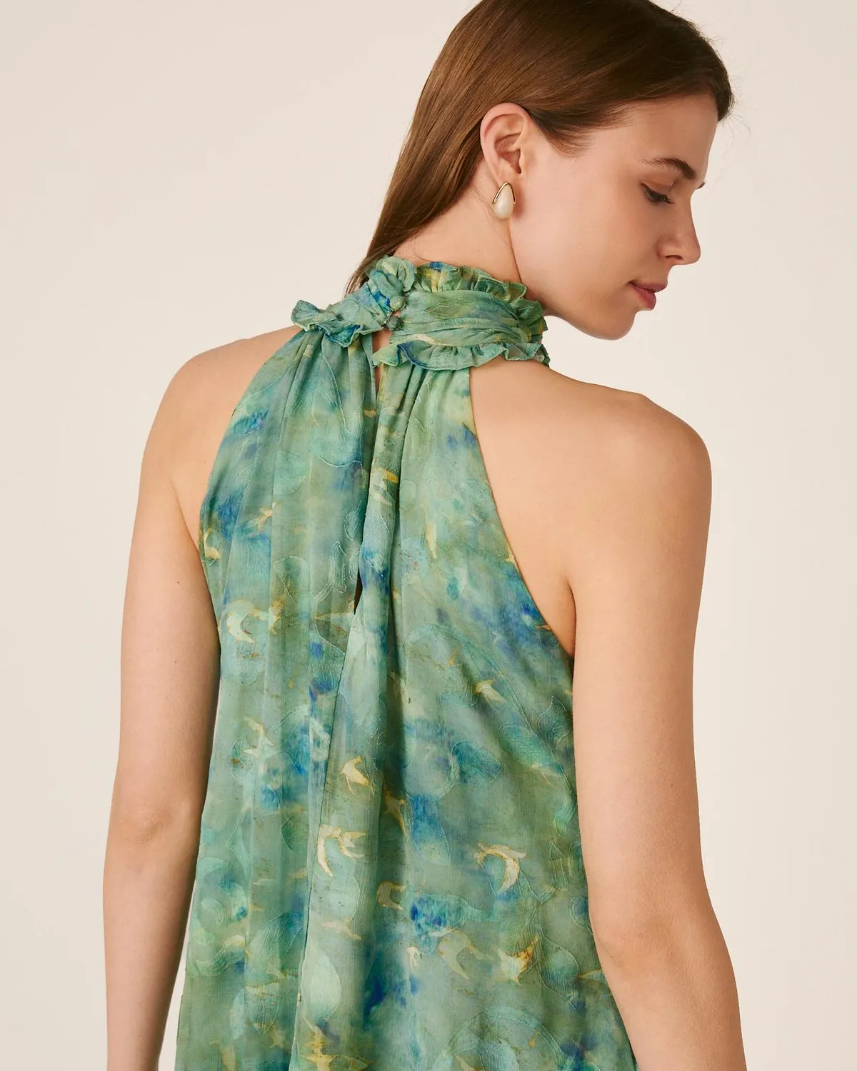 Alma en Pena V26CL0237 robe midi verte volants