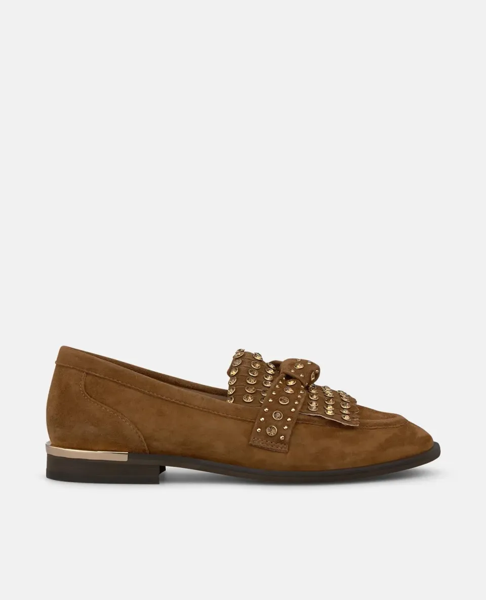 Alma en Pena I260128 mocassins camel cuir talon 2 cm