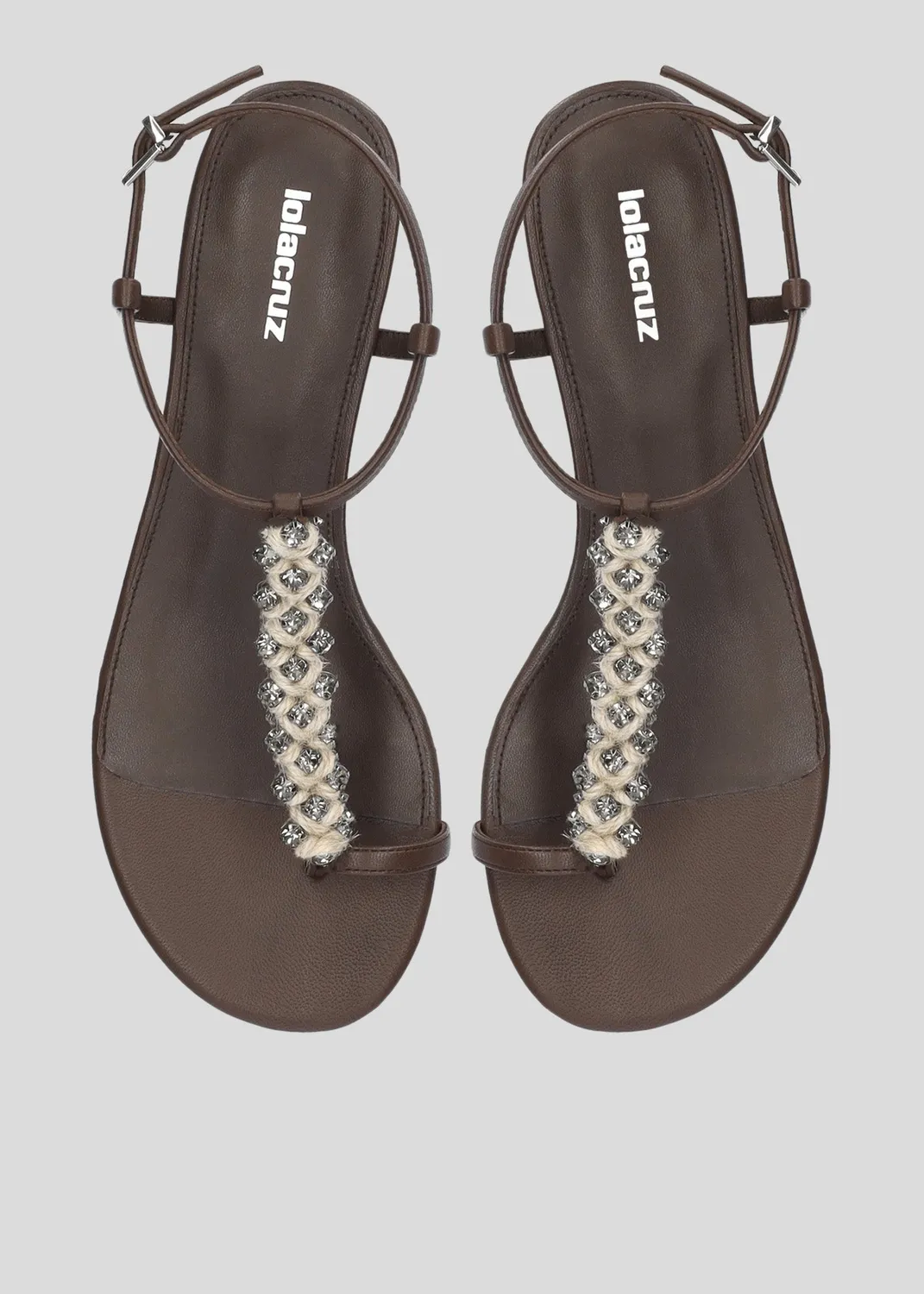 Lola Cruz Odette sandales plates marron cuir