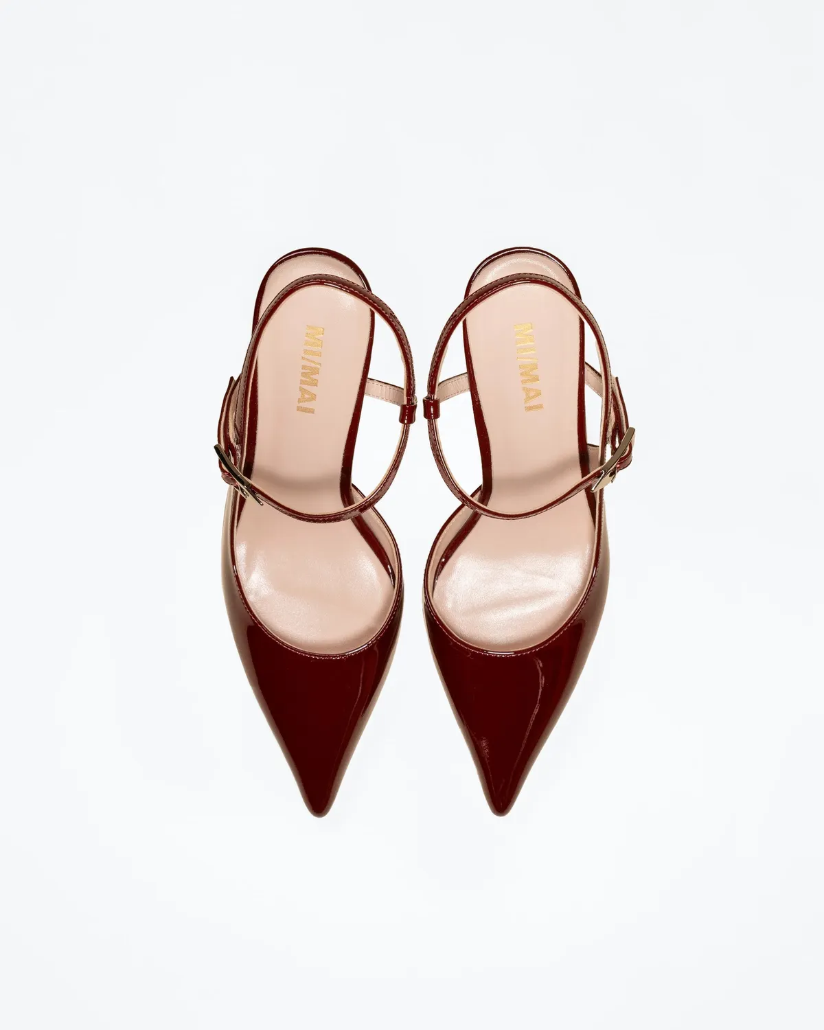 Mi/Mai Emy Burgundy Patent escarpins verni bordeaux bride