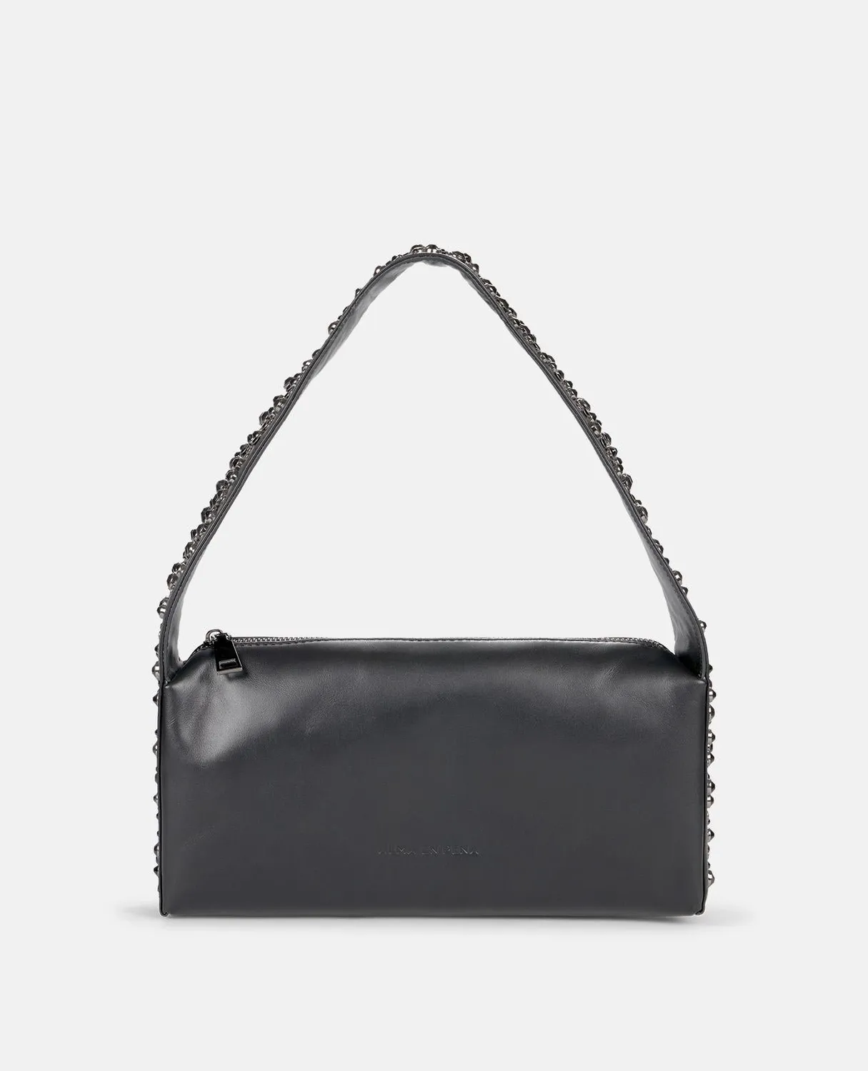 Alma en Pena V25BG5003 sac noir cuir anse cloutée