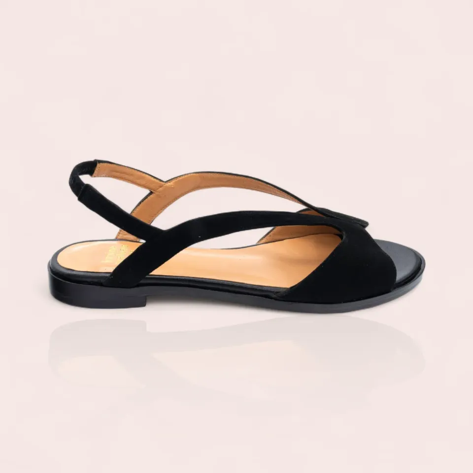 Karine Arabian Yoni sandales plates cuir noir 38