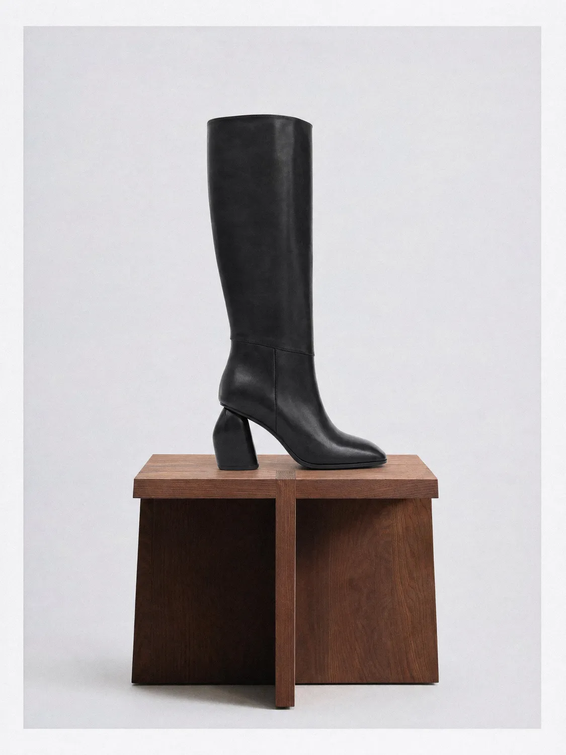 Mi/Mai Galia High Black bottes cuir noir talon 8 cm