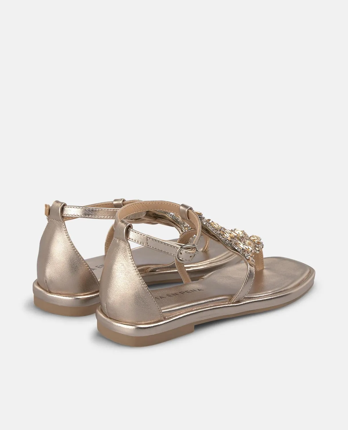 Alma en Pena V268012 sandales plates bronze à strass