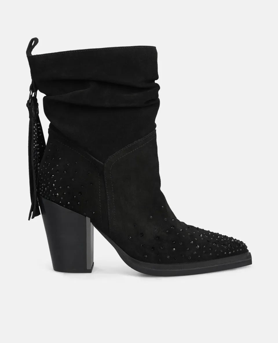 Alma en Pena I250707 bottine talon noir franges