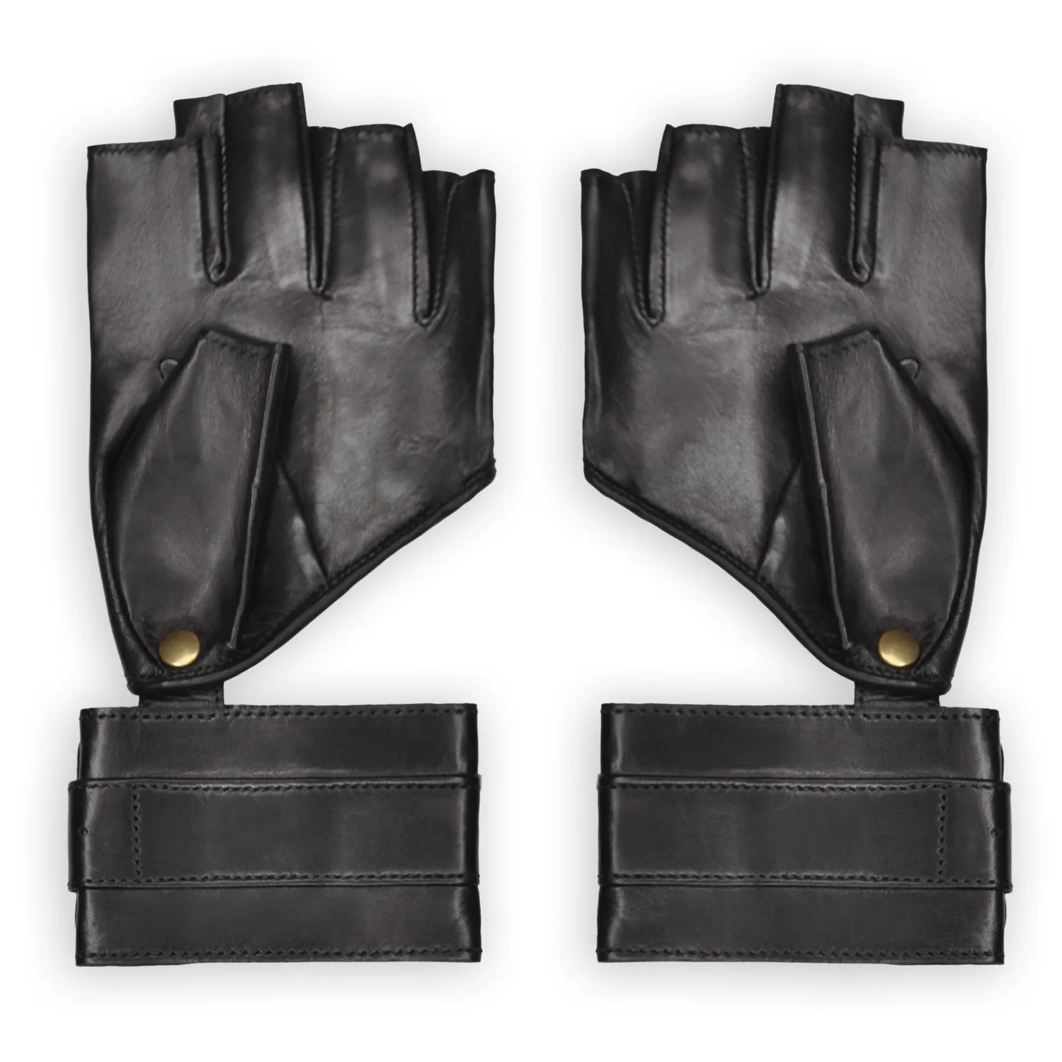 Maison Ernest Pulsion mitaines noir or cuir mat tailles XS-XXL