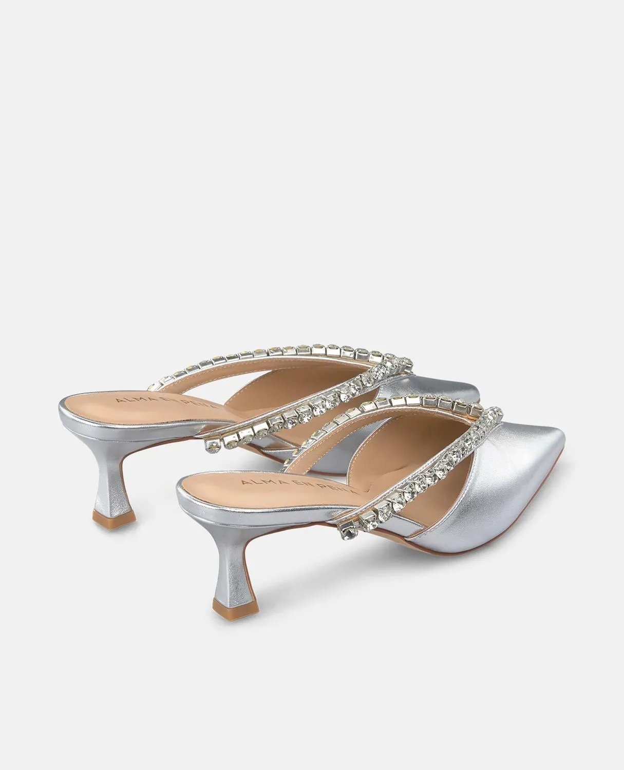 Alma en Pena V250657 mule argent cuir talon 6 cm