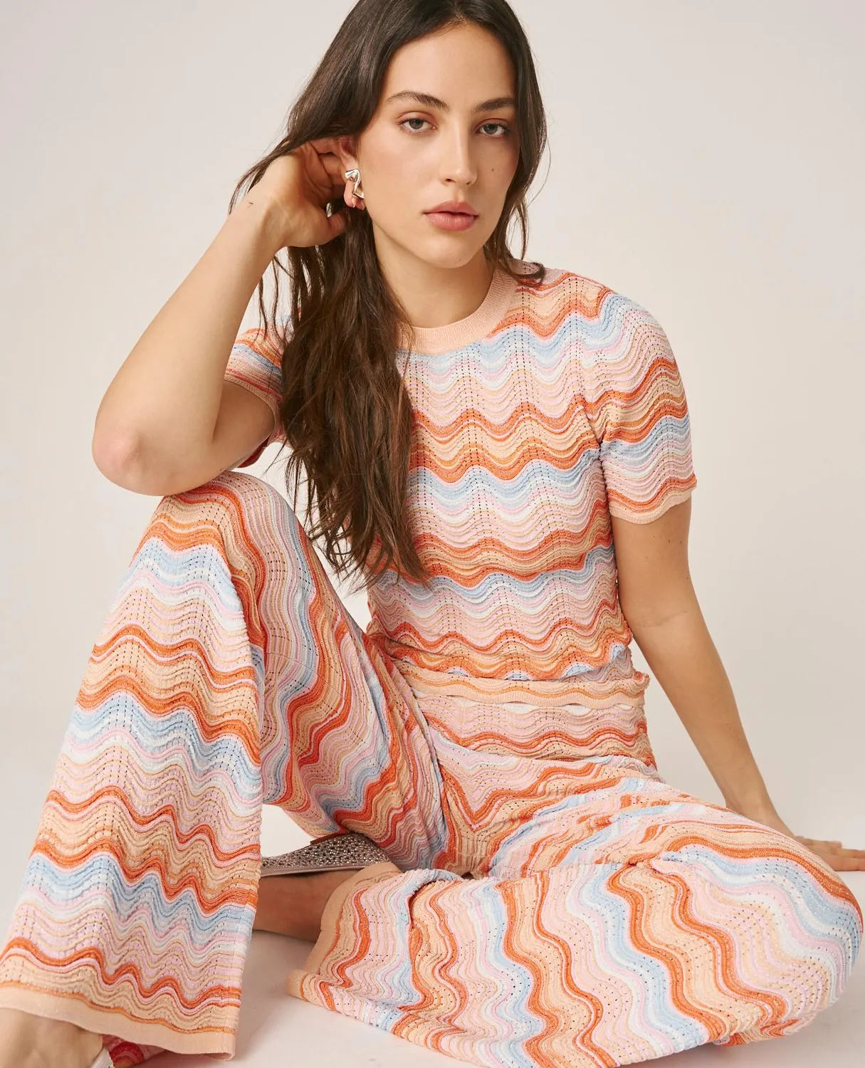Alma en Pena V26CL0603 top maille orange multi