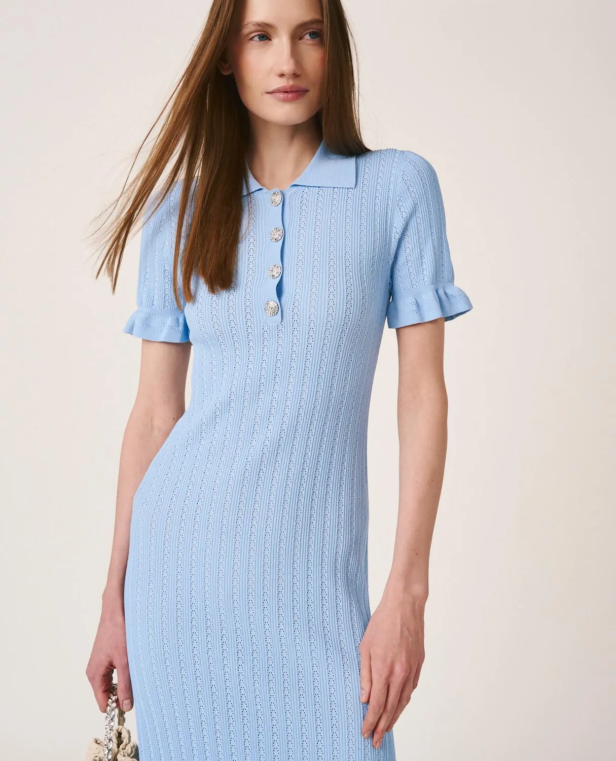 Alma En Pena V26CL0209 robe midi bleu ciel boutons