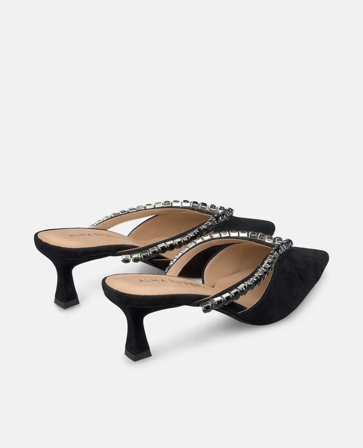 Alma en Pena V250657 mules noir strass talon 6 cm