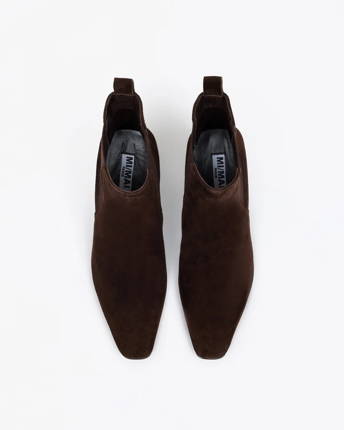 Mi/Mai Friso Chocolate Suede bottines daim chocolat talon haut