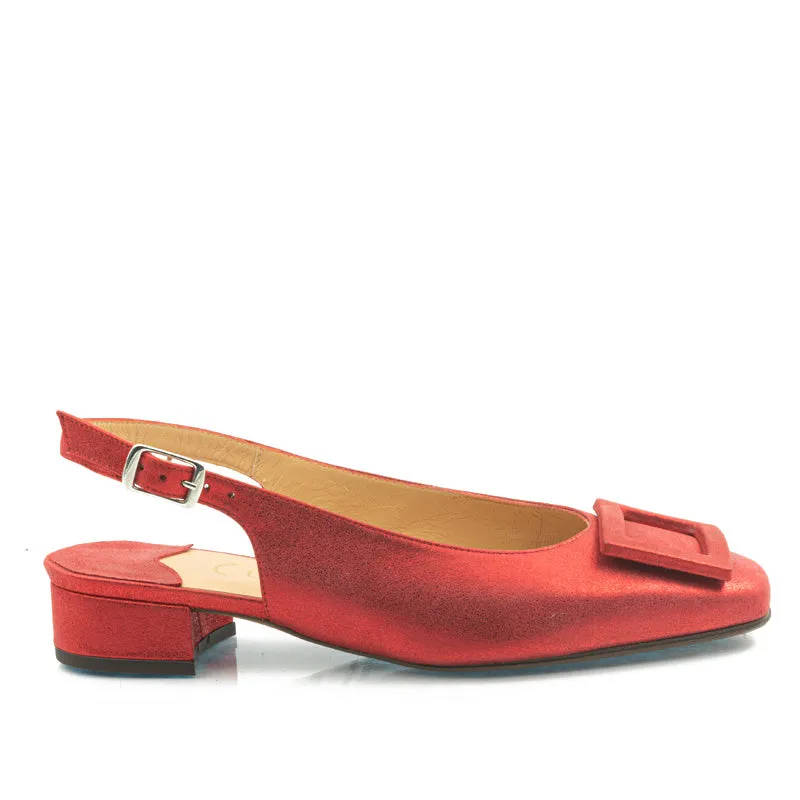 Bégum Paris Jackie slingbacks rouge métallisé talon 2 cm