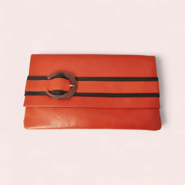 Karine Arabian ISCHIA pochette orange cuir XL