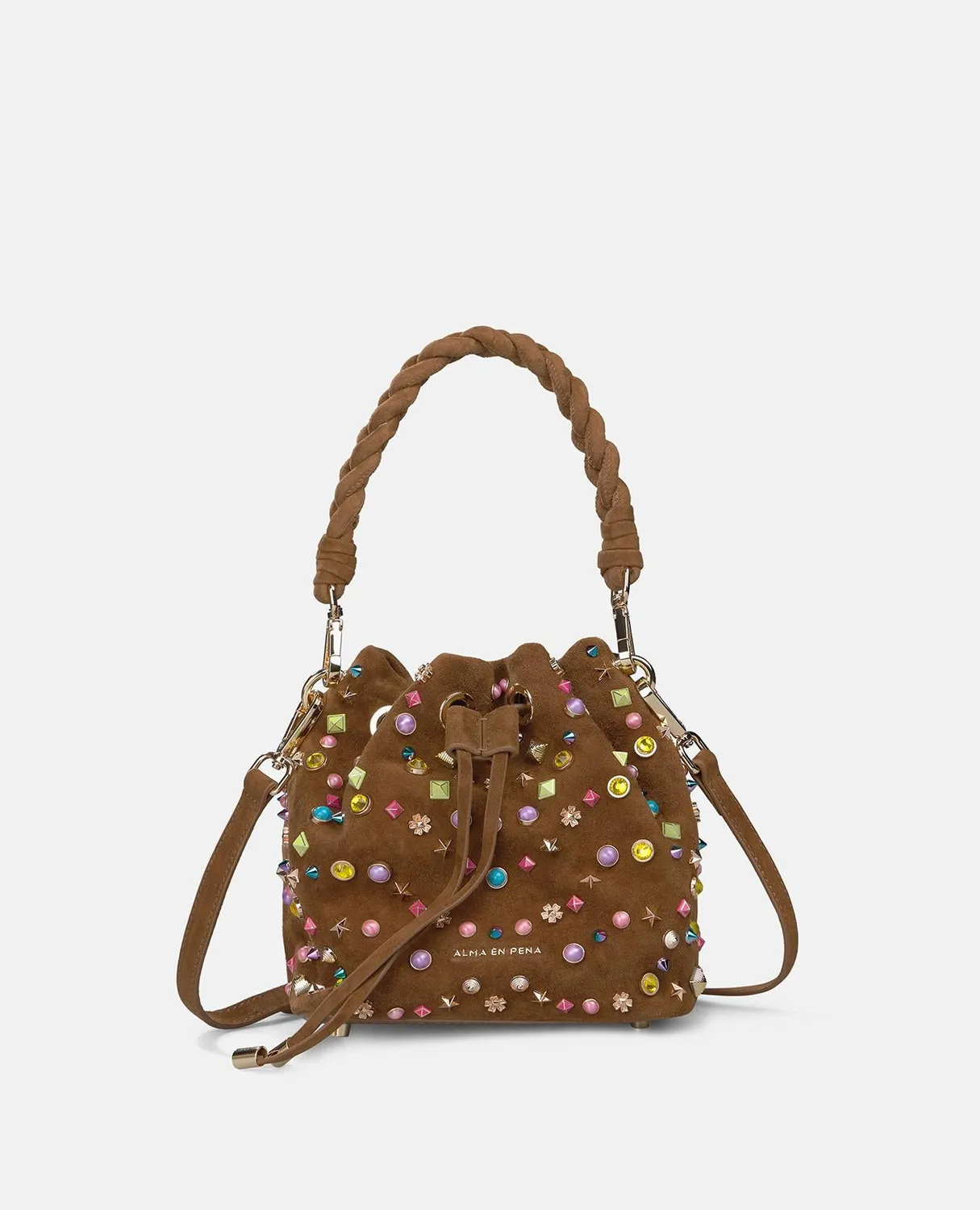 Alma en Pena V26BG035 sac seau camel clouté cuir