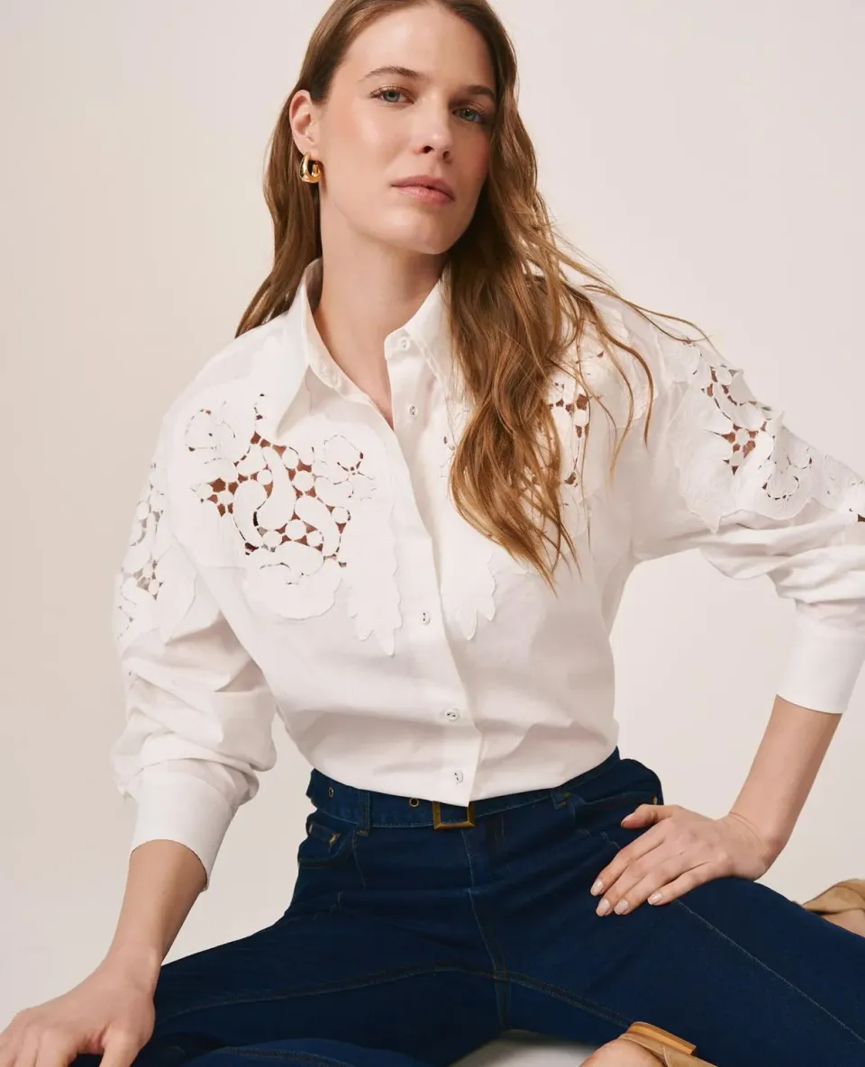 Alma en Pena V26CL0419 chemise blanche coton brodé