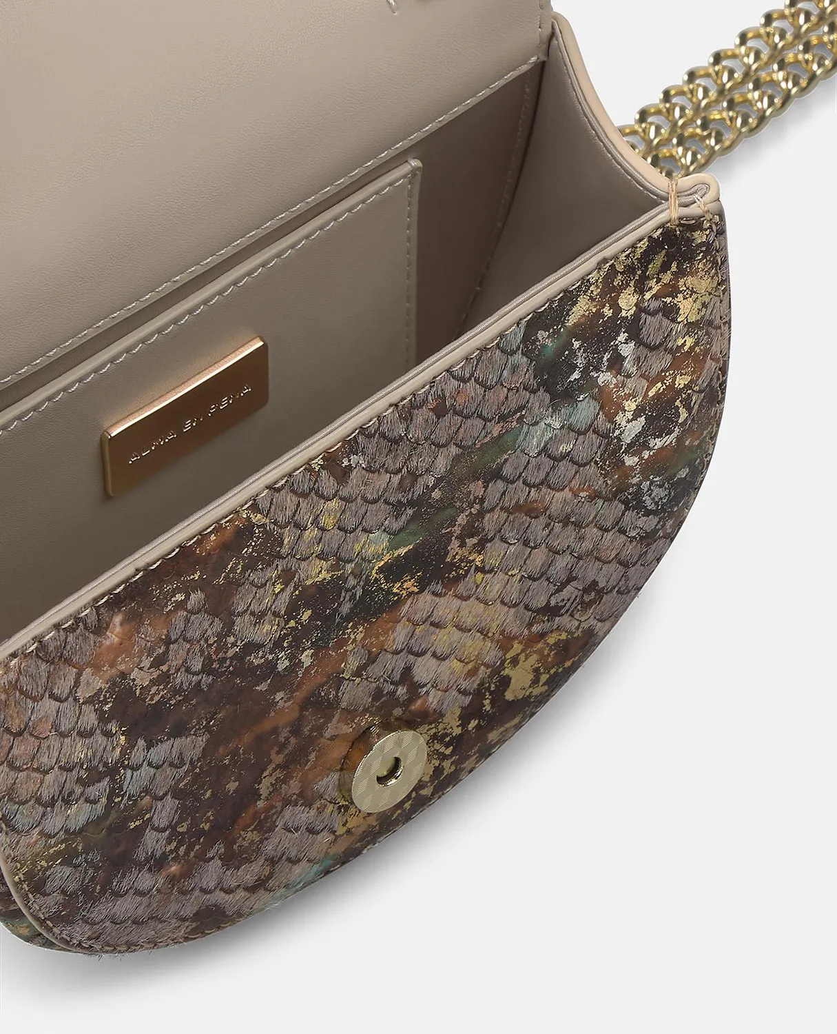 Alma en Pena BG101 sac bandoulière cuir camel serpent