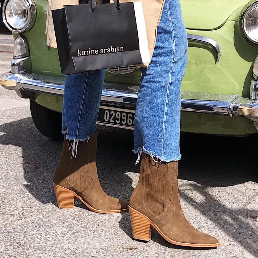 Karine Arabian MIRANDA bottine santiag noire cuir 65 mm