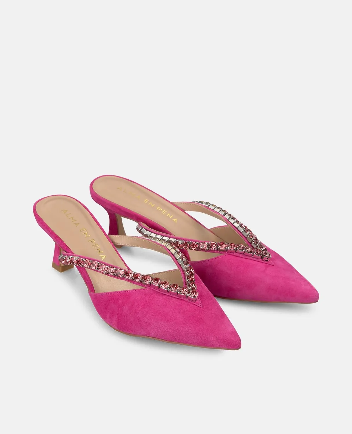 Alma en Pena V250657 mules fuchsia strass talon 6 cm