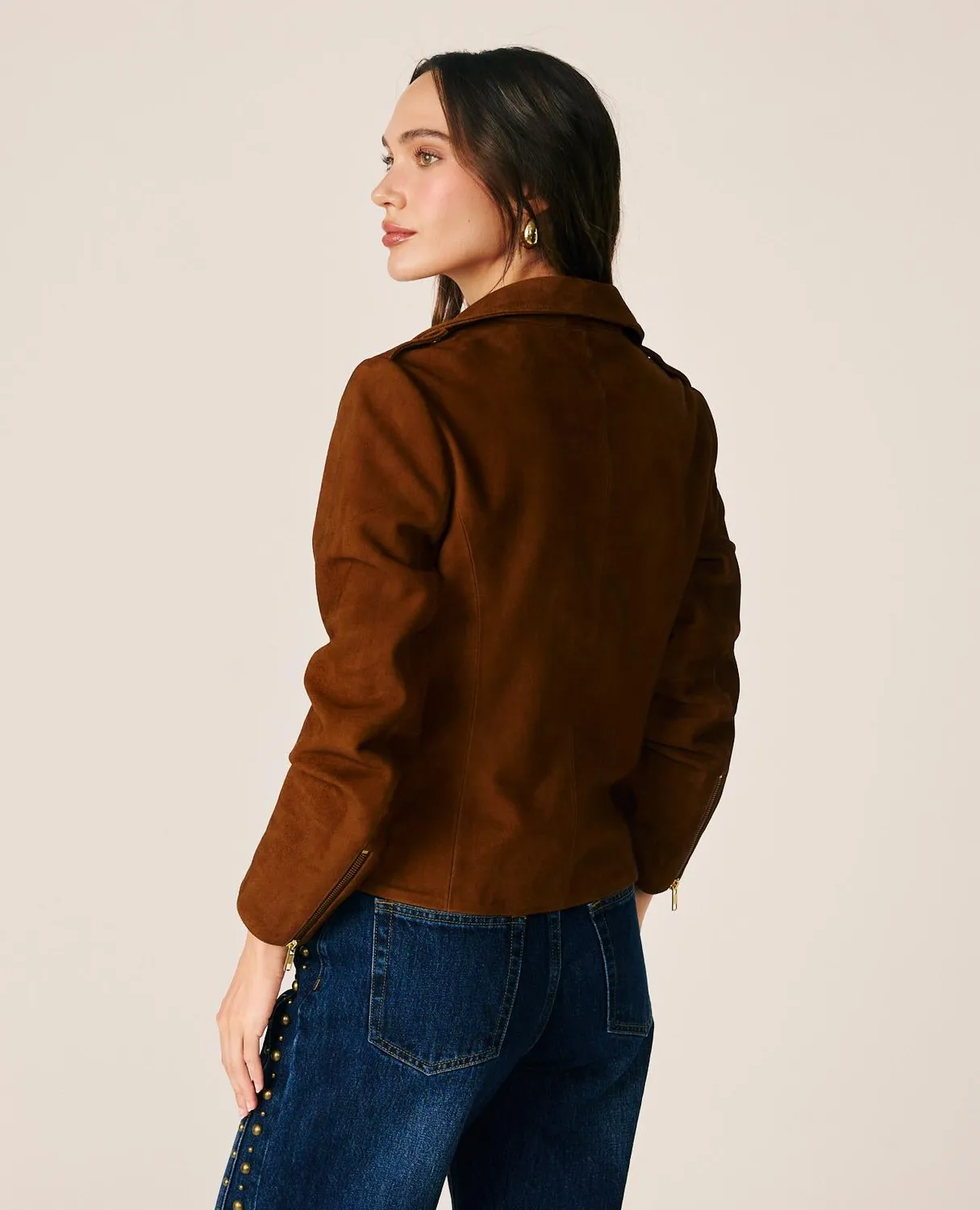Alma en Pena I26CL1103 veste biker camel daim