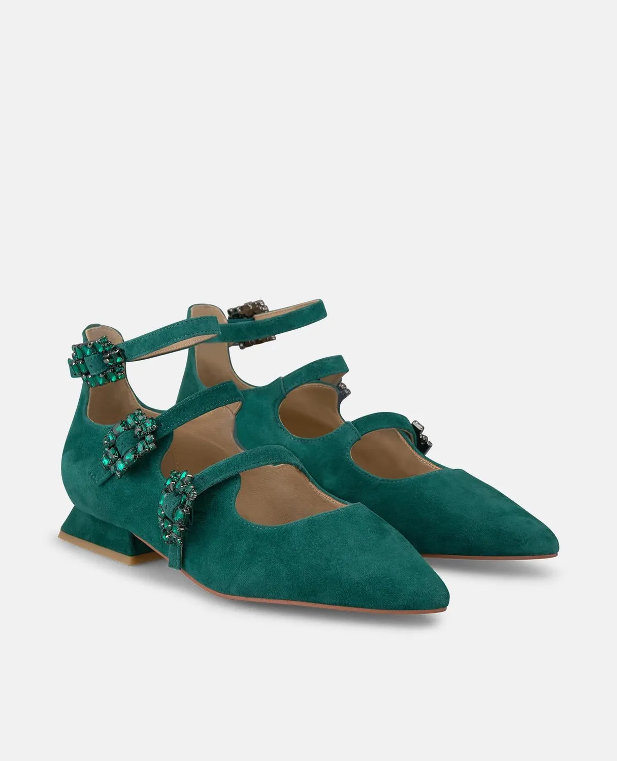 Alma en Pena I250135 chaussures plates cuir vert 2 cm