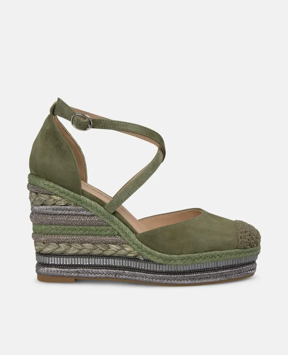Alma en Pena V251016 compensées kaki cuir 9,8 cm