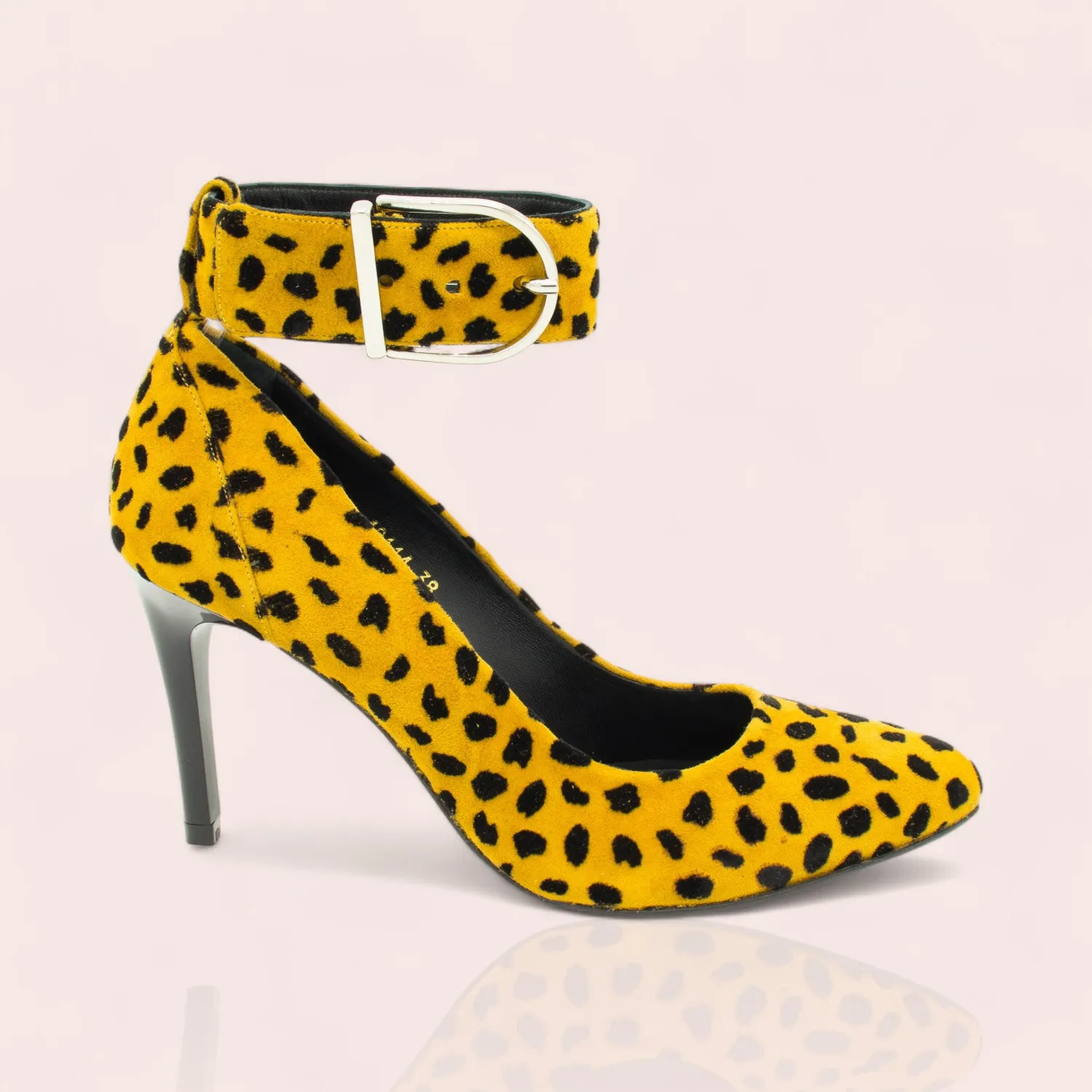 Karine Arabian Elsa escarpins noir or pâle panthère 90mm