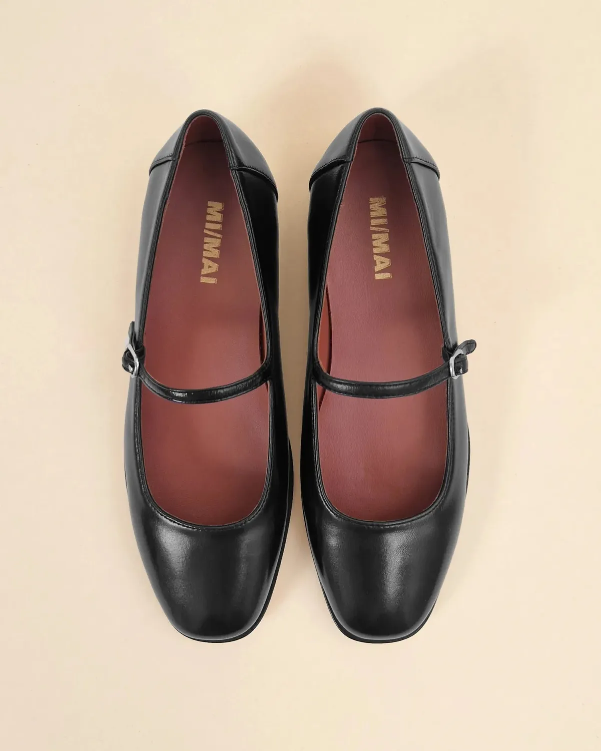 Mi/Mai Caruso Black ballerines noires cuir glossy