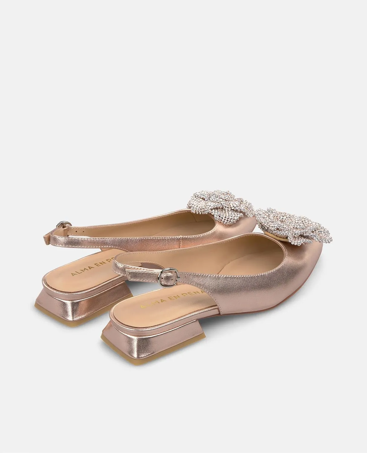 Alma en Pena V250494 ballerine rose fleur strass 2 cm