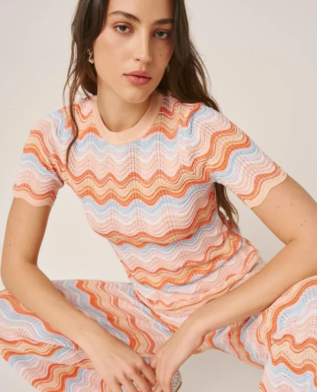 Alma en Pena V26CL0603 top maille orange multi