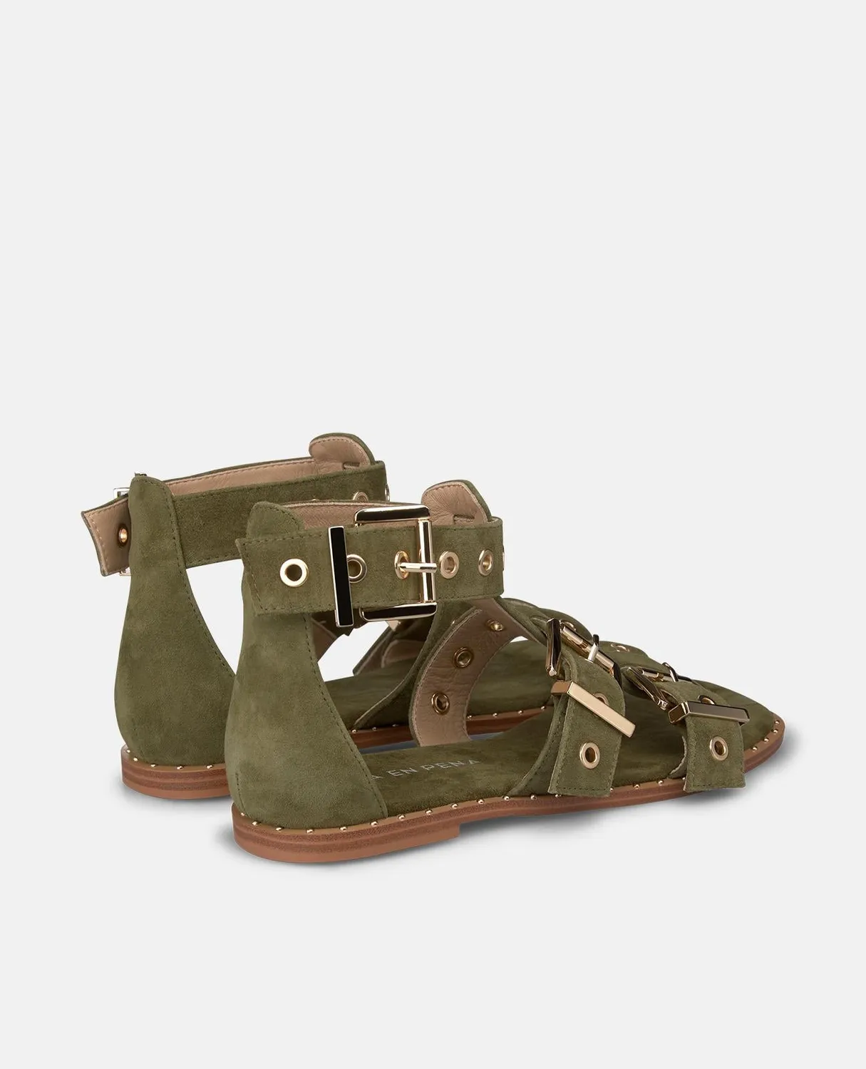 Alma en Pena V268206 sandales plates kaki cuir