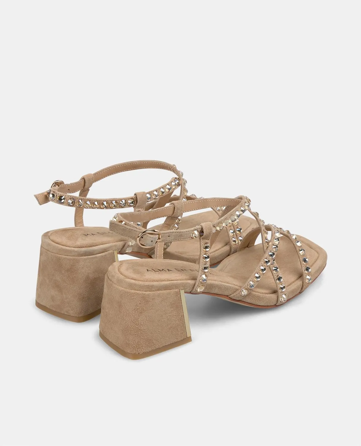 Alma en Pena V250965 sandales beiges cuir talon large 6 cm