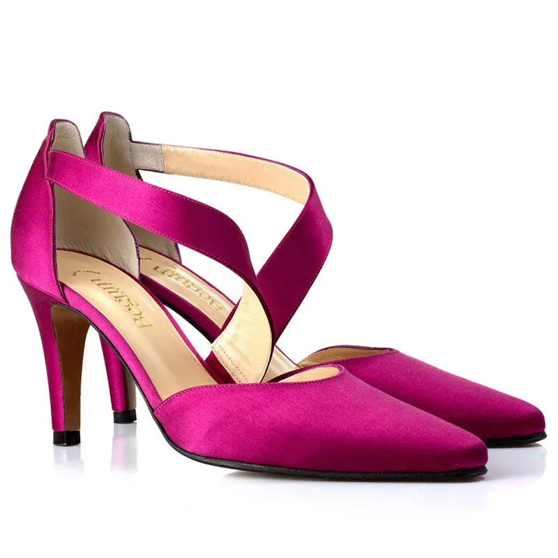 Bégum Paris Budapest escarpins satin fuchsia talon 8 cm
