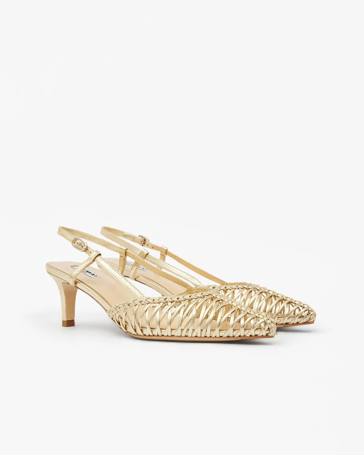 Mi/Mai Tessa Gold escarpin doré tressé petit talon