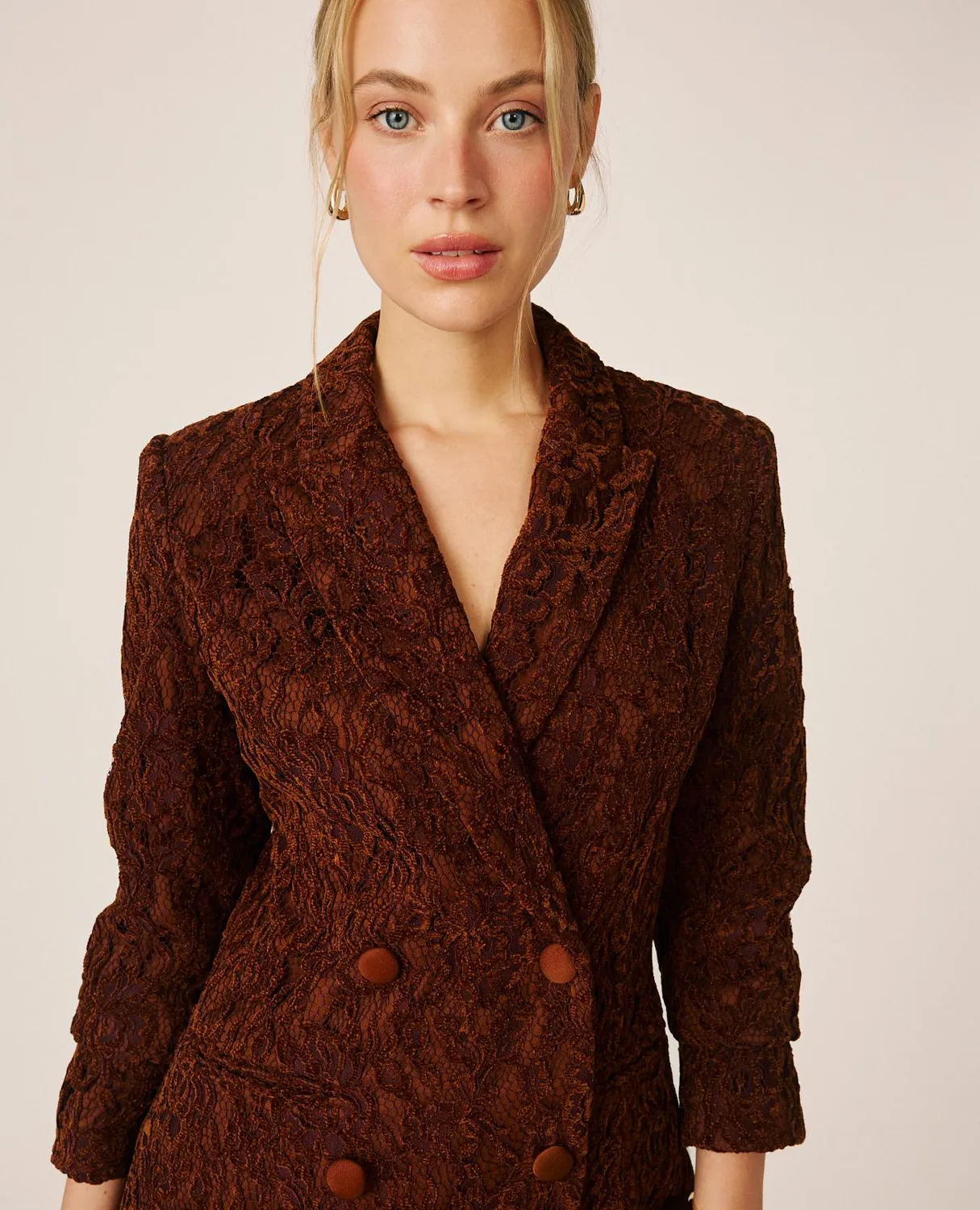 Alma en Pena I26CL1002 blazer velours croisé marron
