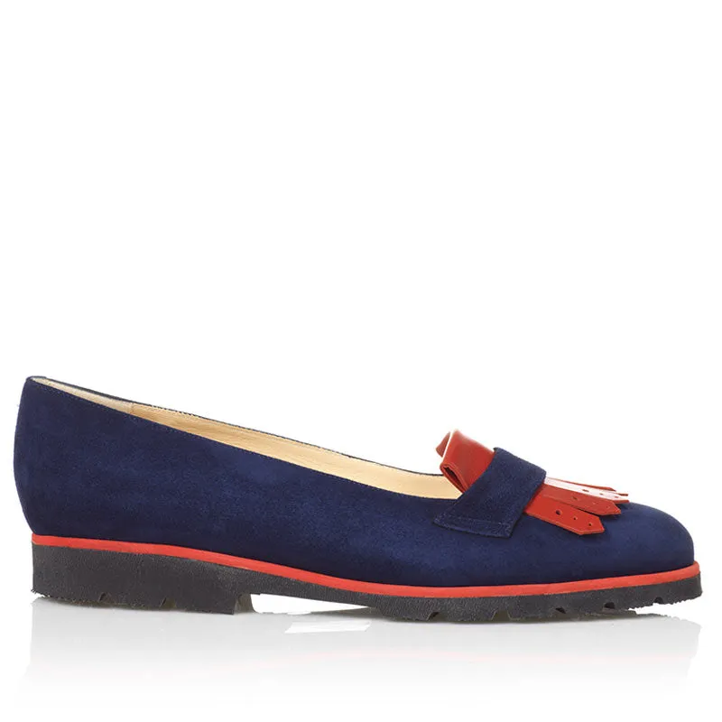 Bégum Paris Helsinki derby marine rouge velours plat