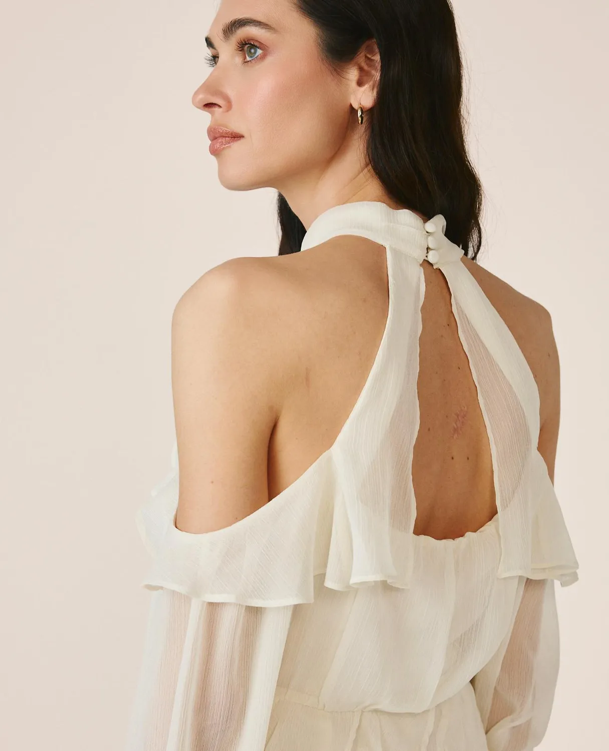 Alma en Pena V26CL0105 robe halter blanche gaze