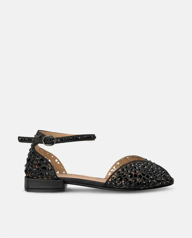Alma en Pena V250415 sandale noire strass plate