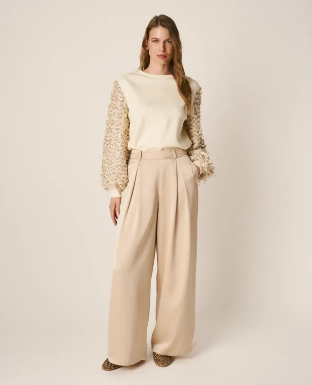 Alma en Pena V26CL1617 pantalon doré satin large