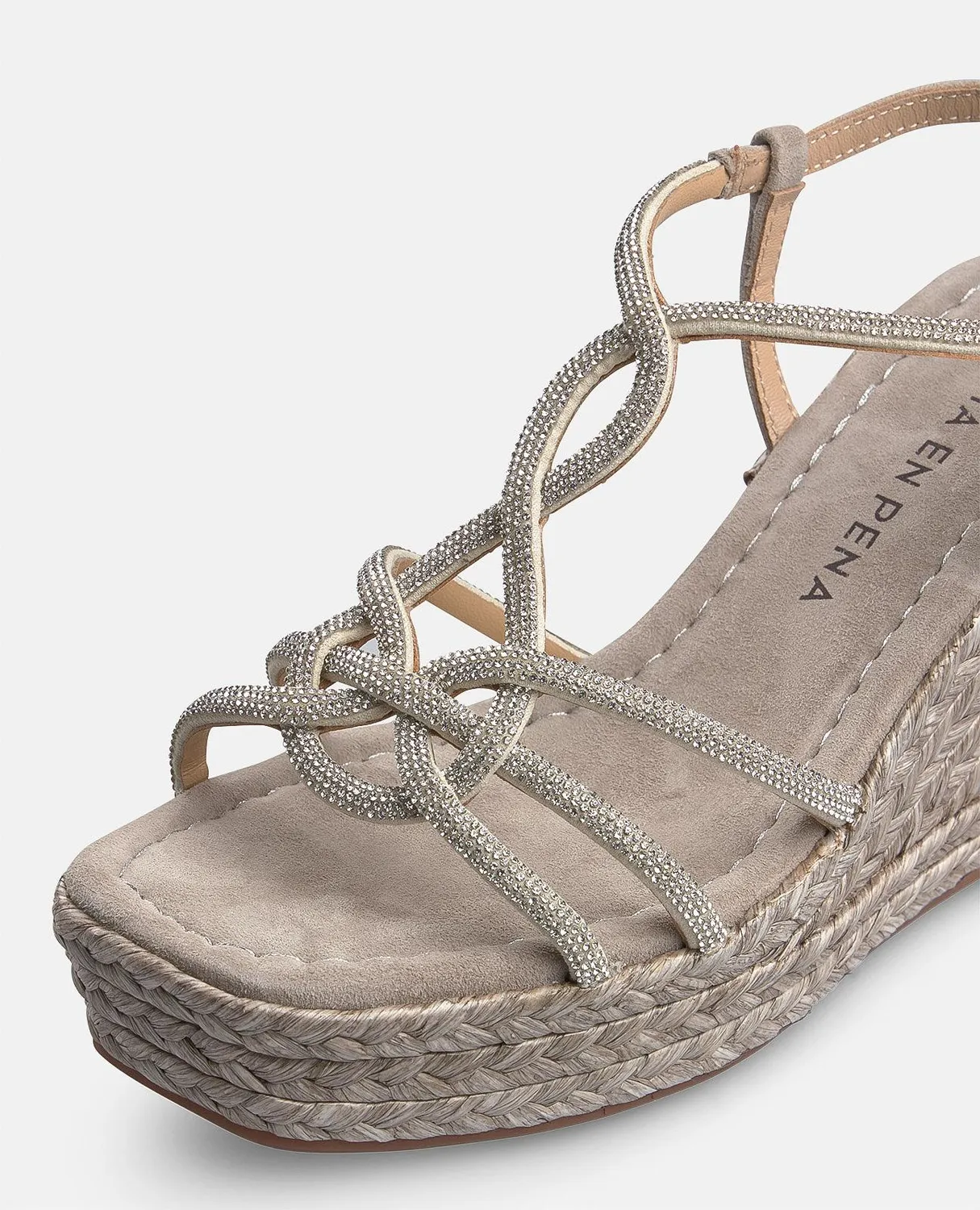 Alma en Pena V2551273 sandales compensées taupe strass talon 9,8 cm
